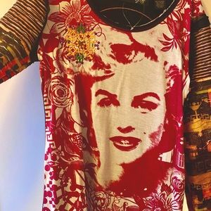 Desigual Marilyn Monroe Japanese inspired long sleeve tee shirt